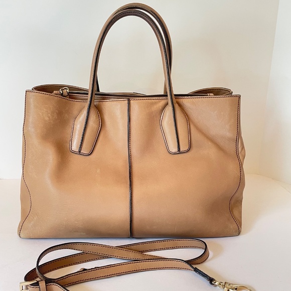 TOD'S D Bag with strap Taupe Brown Satchel Hand Bag Convertible - Picture 2 of 15